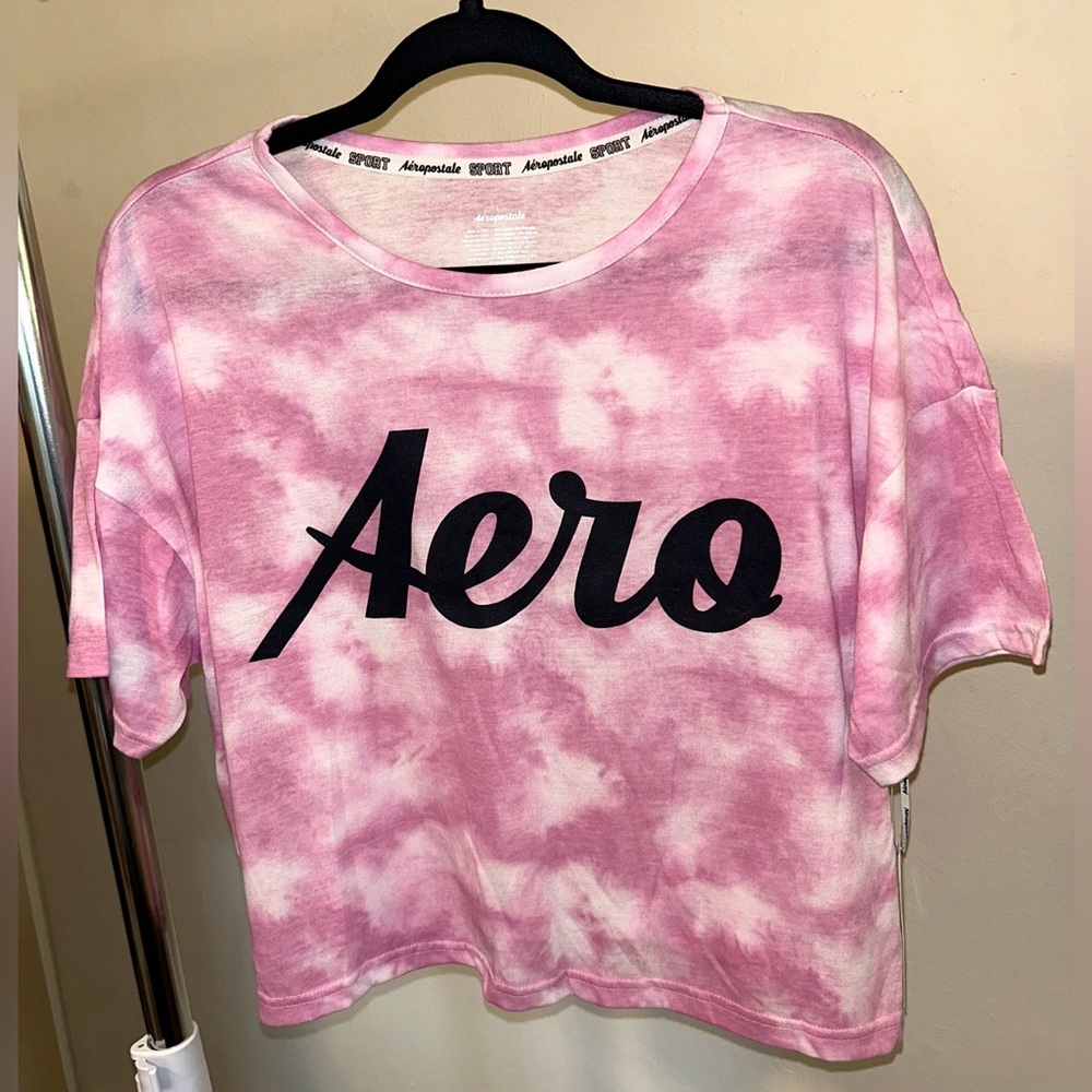 Aeropostale Tie Dye Crop T-Shirt Size Large